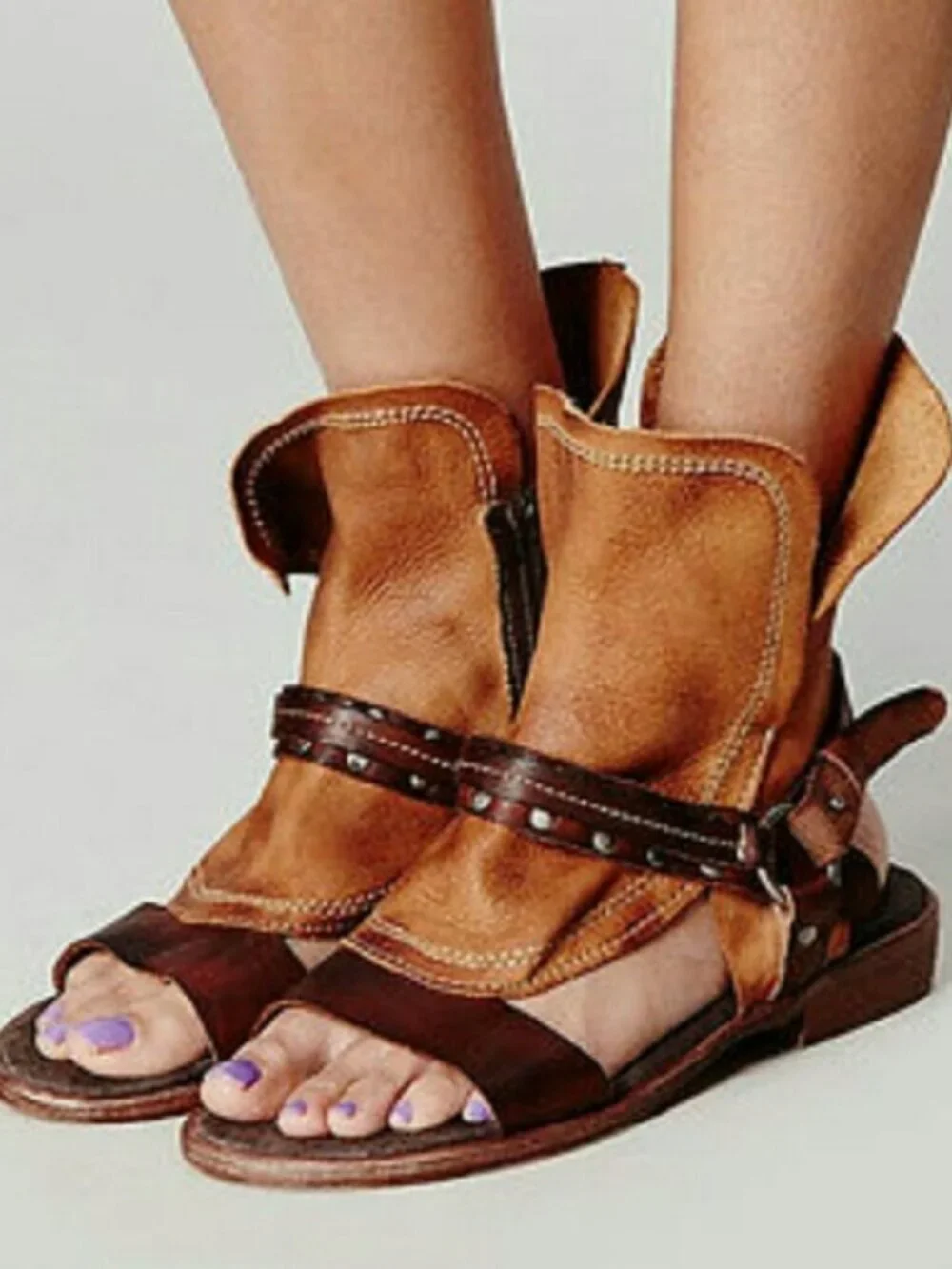 Free People Everything Went West leather studded harness bootie gladiator sandal